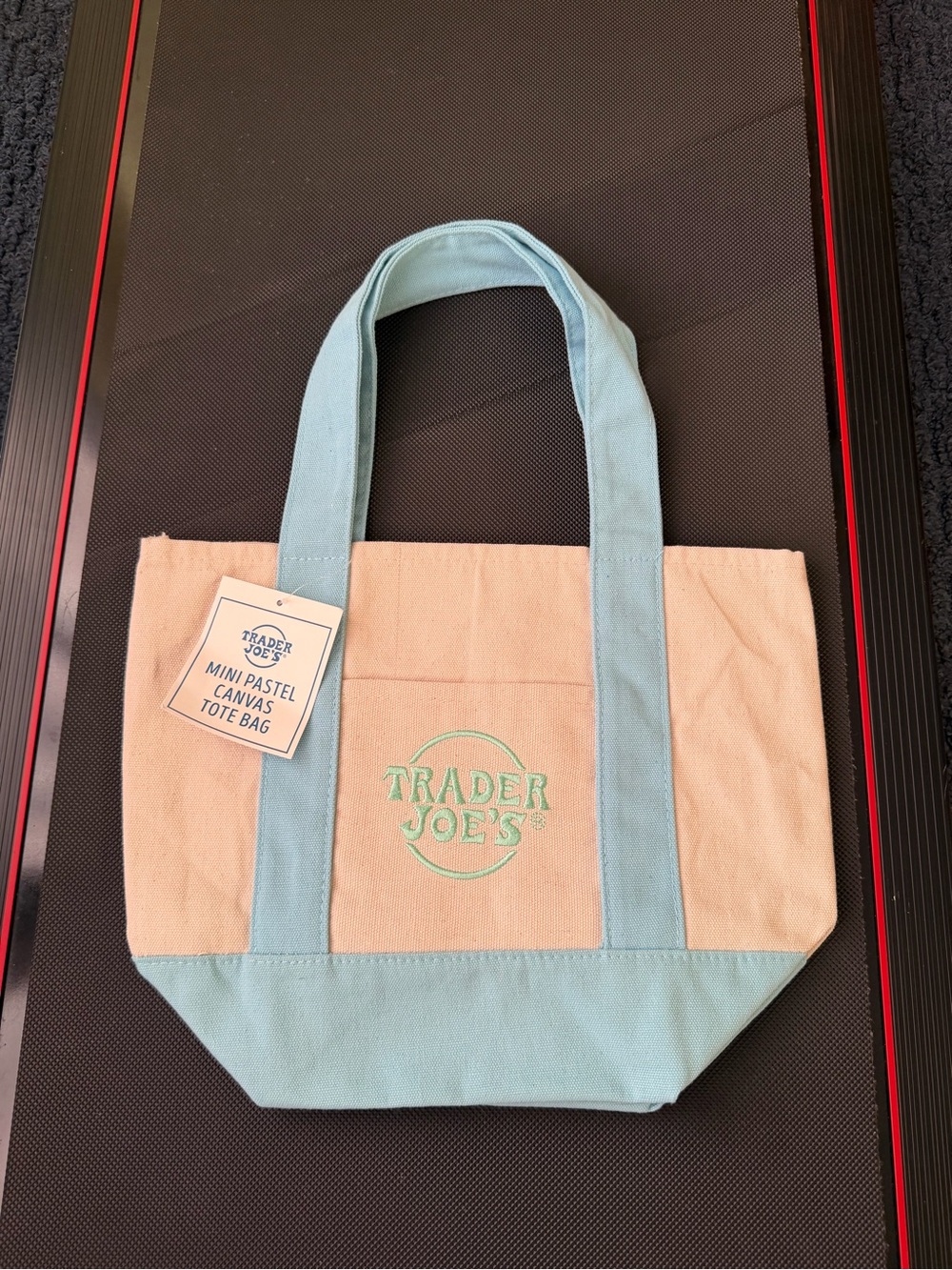 Brand New Trader Joe's Mini Pastel Blue Canvas Tote Bag With Tag